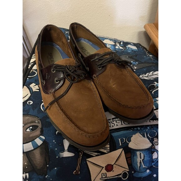 Sperry Top Sider 2 Eye Boat Shoes Mens 14 M Sahara w/ Dark Leather Trim Preppy main image 3